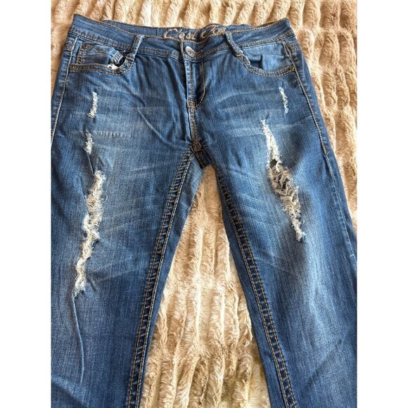 Cest Toi Womens Distressed Blue Skinny Jeans Size 9 - Picture 9 of 11
